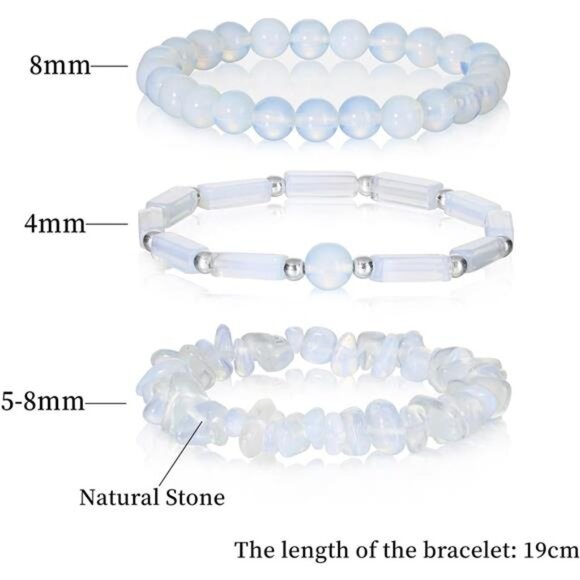 3Pcs Natural Stone Bracelets for Women 8mm Crystal Beaded Bracelets Handmade - Picture 2 of 7
